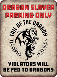 #08 Metal Dragon Slayer Parking Sign 9x12