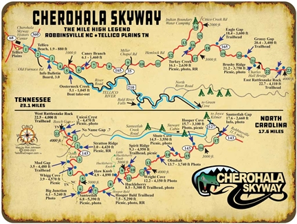 #13 Metal Cherohala Map Sign 9x12