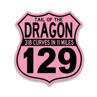#03P Tail of the Dragon 129 Sign Sticker